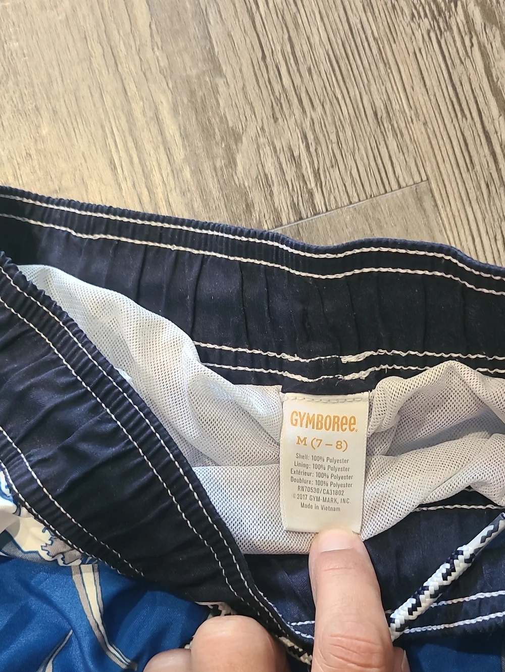 Gymboree Grest White Shark Print Swim Trunks Size Medium 7/8